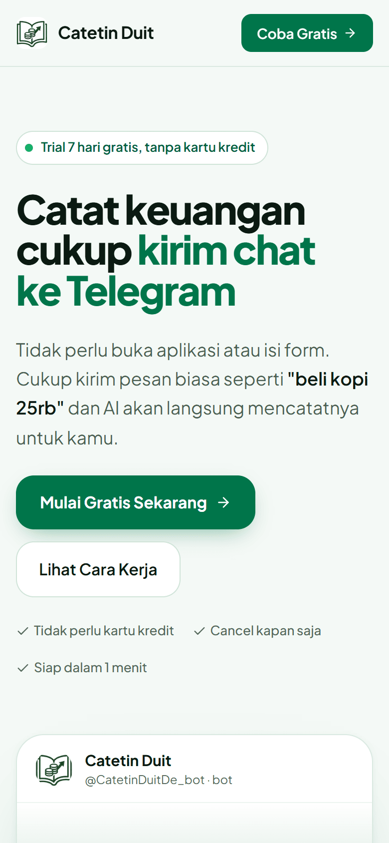 Tampilan Catetin Duit di HP